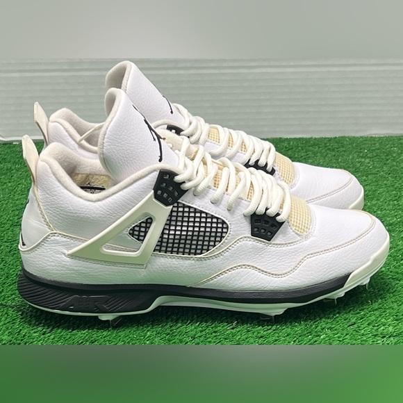 RARE! Size 11 - Jordan 4 Retro Metal Baseball Cleats - 807710-110 - Picture 5 of 15